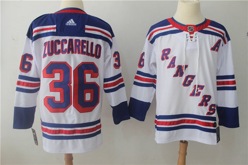 Men New York Rangers #36 Zuccarello White Hockey Stitched Adidas NHL Jerseys